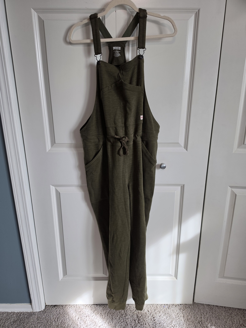 Duluth Trading Co Olive Green Women's Overalls Jumpsuit souped up sweats